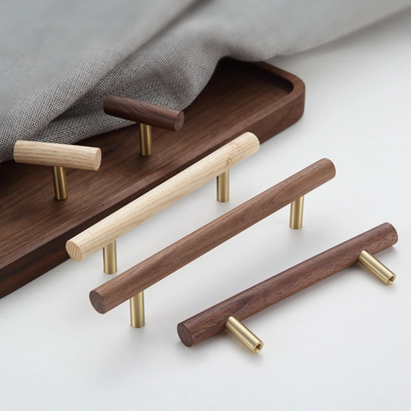 Nordischer Massivholzgriff, natürliche Holzfarbe, runde Kugel, Schranktür, Kleiderschrank, minimalistisch, luxuriös, Buchenholzmaserung, Schubladengriff