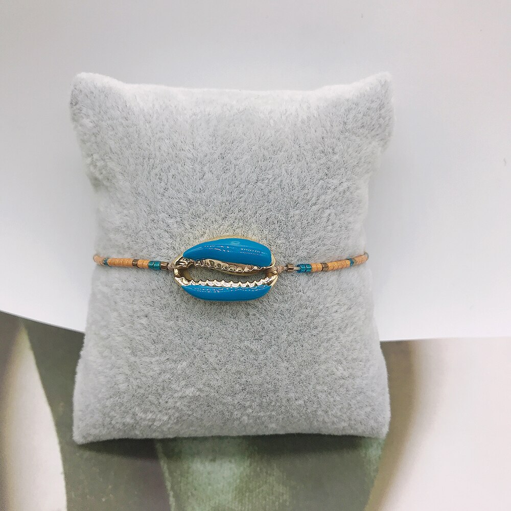 Bluestar Vrouwen Pulseras Mujer 6 Stuks Een Set Blue Crystal Bangle Handgemaakte Micro Pave Klinknagel Bohemian Miyuki Shell Armbanden: G