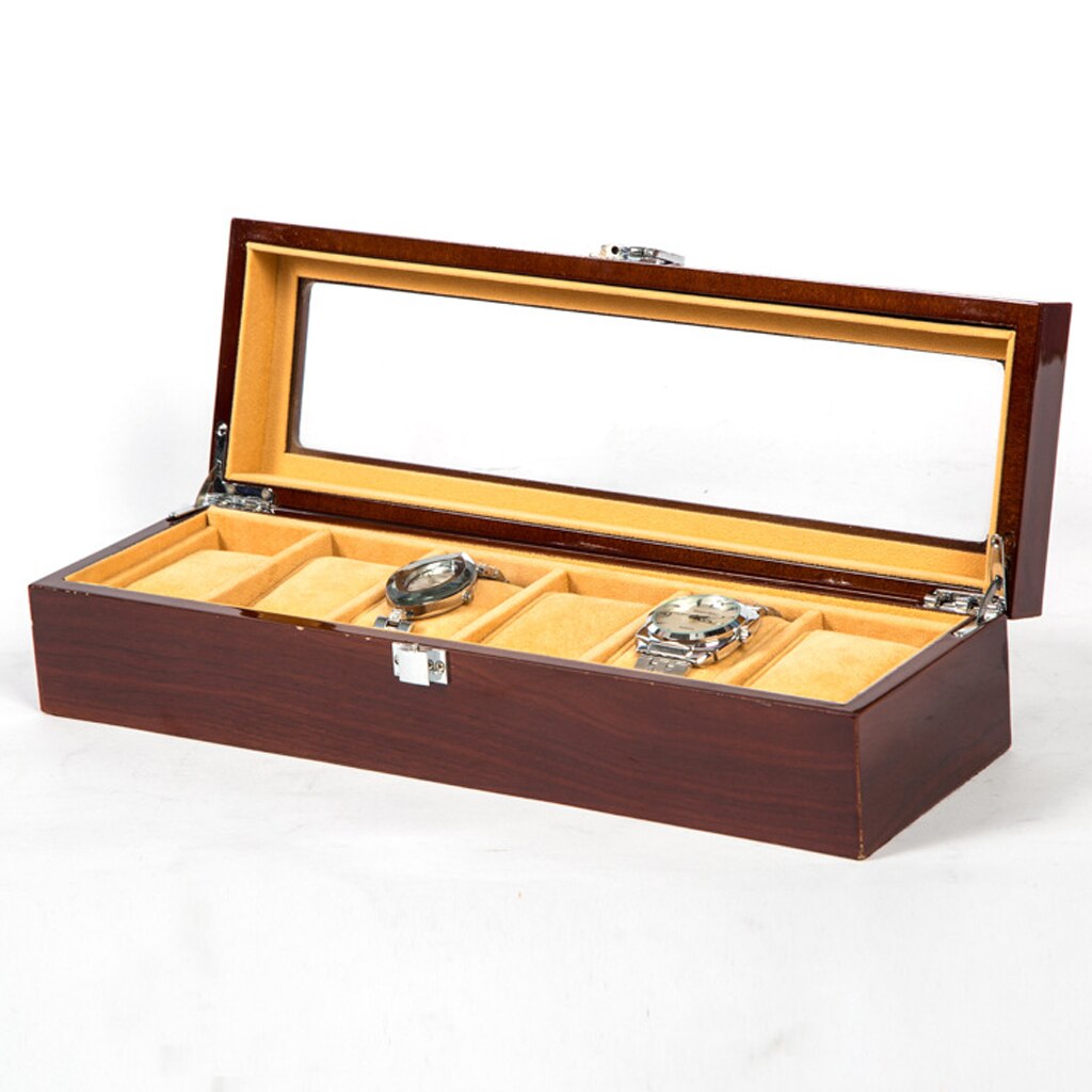 3/5/6 Schlüssel Holz Uhr Vitrine Glas oben Schmuck Sammlung Lagerung Kasten