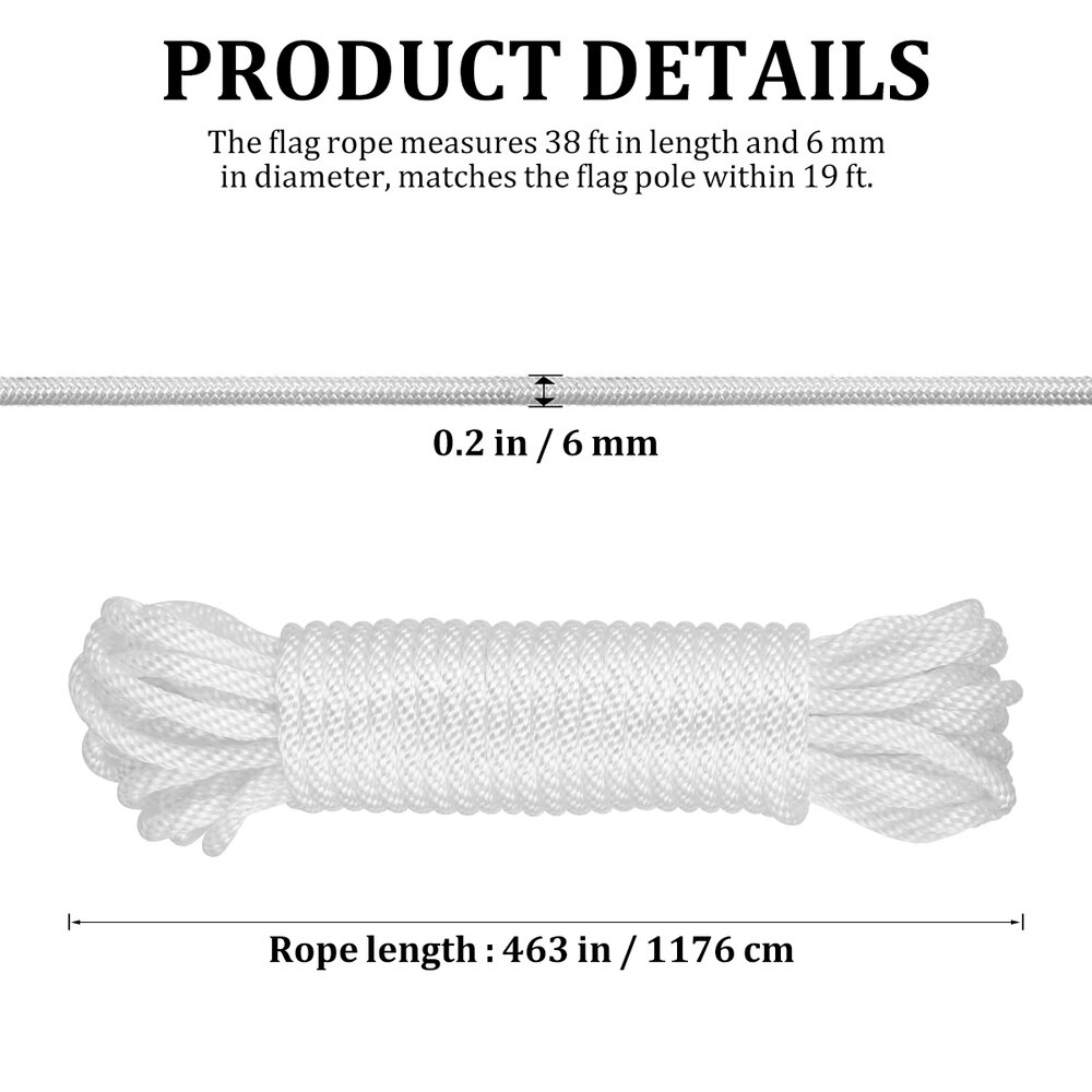 Yardwe 6Mm Diameter Vlaggenmast Lifting Touw Vlag Halyard Nylon Touw Vervanging Touw Wikkelen Opknoping Tool Voor Thuis Outdoor Suppli