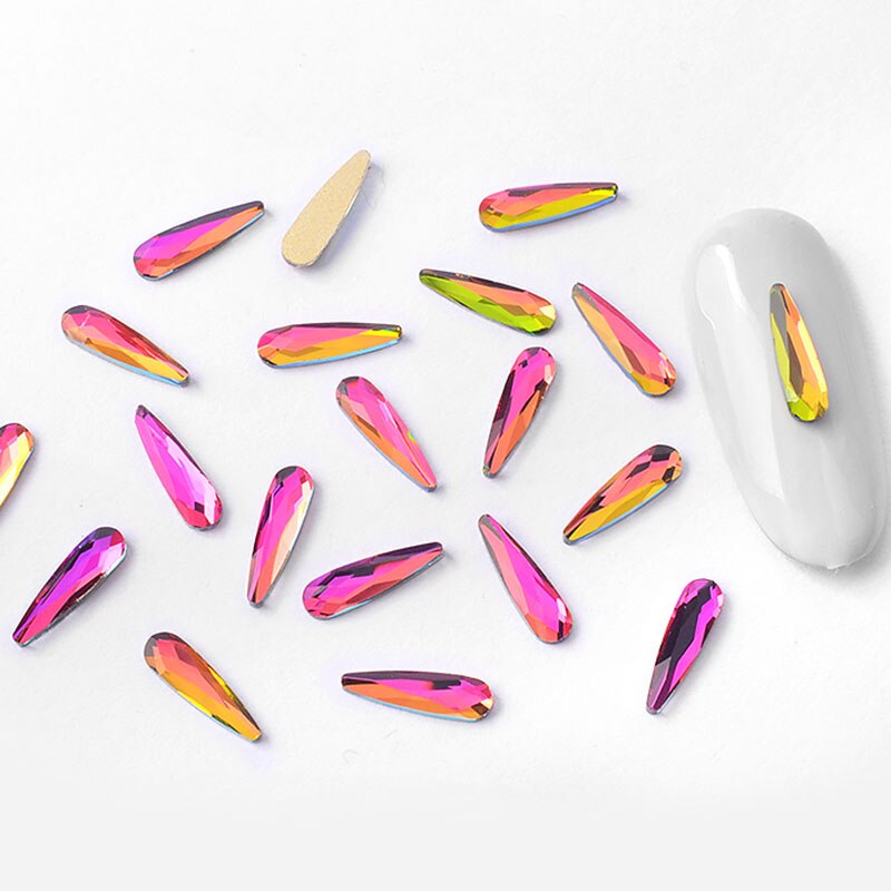 10 Uds. Crystal AB colorida gota de agua arte de uñas diamantes de imitación súper brillante 3D uñas arte en las uñas con piedras decoración gemas DIY manicura: 1148