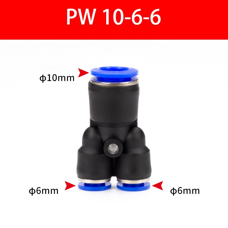 Pipe Fittings Plastic Pneumatic Connector Fitting Quick Push For Air Water Connecting PY PW Connect 4 6mm 8mm 10mm 12mm Y Shape: Grass green