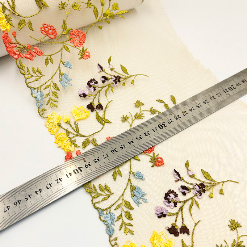 1 jard tiulu haftowane koronkowe wykończenia DIY biustonosz sukienka szycie tkanin wysokiej jakości tiulowa siatka wykończenia tkaniny robić rzemiosła akcesoria bieliźniane: Antyczne srebro