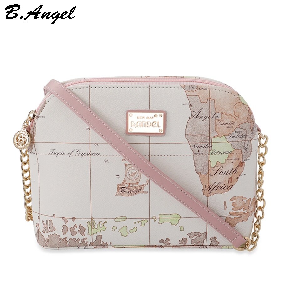 Saco de couro à prova dwaterproof água mapa do mundo concha para mulheres retro ombro crossbody saco moda presentes para meninas estilo viagem: HC-W-782