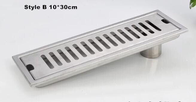 10x40cm Large Modern Brass Grille shape Bathroom Floor Waste Grate Shower Drain Drainer Bathroom Sanitary Floor Drain 58089: Blue