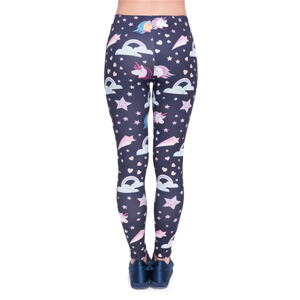 Unique Women Legging Unicorns Navy Printing Leggings Cozy High Waist Woman Pants