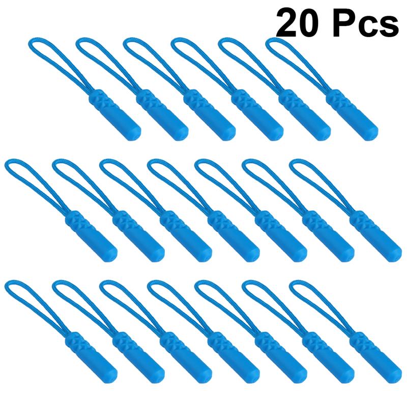 20 stuks cilinderkop rits trekker kleding plastic rits kop compacte rits trekkoord multifunctionele rits trekker voor kleding: Meerblauw