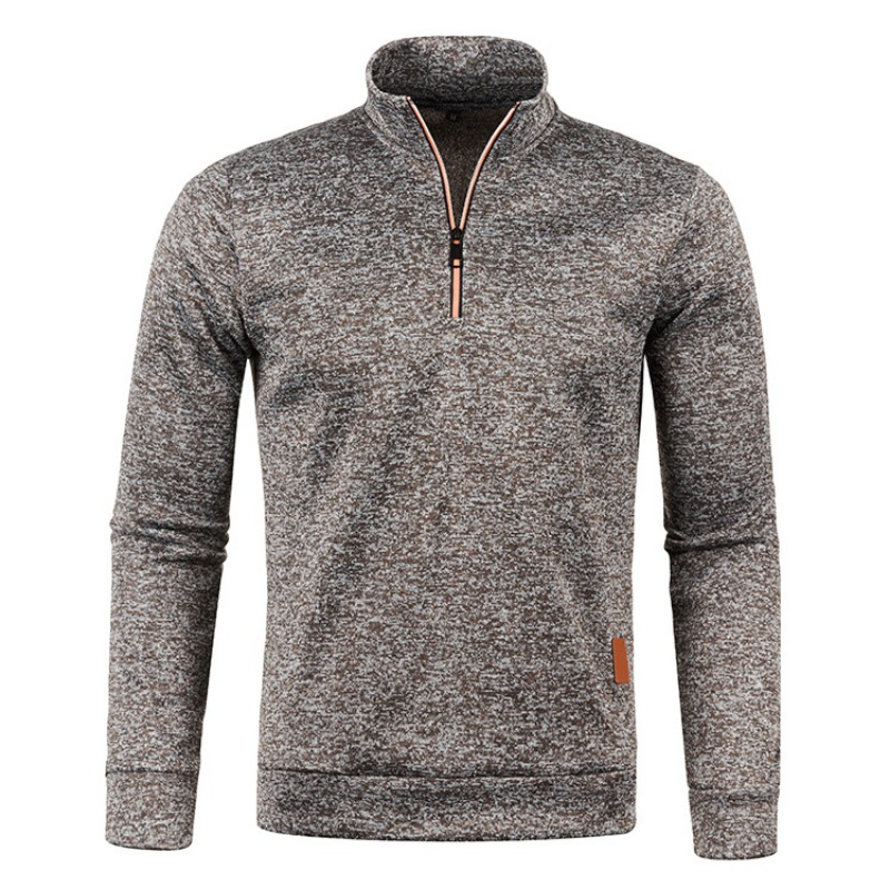 Höst herrtröjor med halv dragkedja långärmad enfärgad tröja med polotröja streetwear vinter varm jacka sportrockar: 4xl / Svart