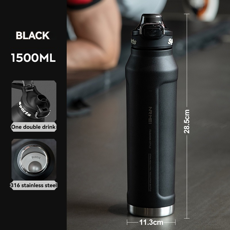 1.5L Thermos Water Bottle Stainless Steel Vacuum Flas Tumbler Coffee Cup Insulated Tea And Cold Water Bottle Thermal Drink: Blue
