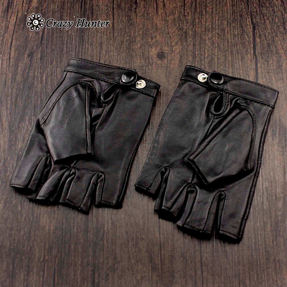 Full Star Studded Fingerless Womens Driving Biker Rock Leather Gloves