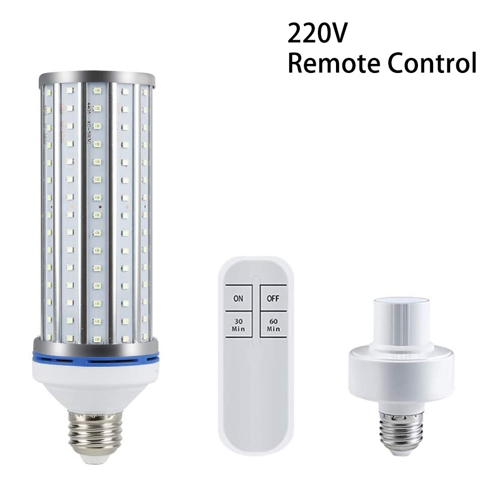 E27 Led Bulb Ultraviolet Germicidal UV Lamps 60W 110V 220V Disinfection Lights Lamp Corn Light Bulbs Remote Control: 220V Remote