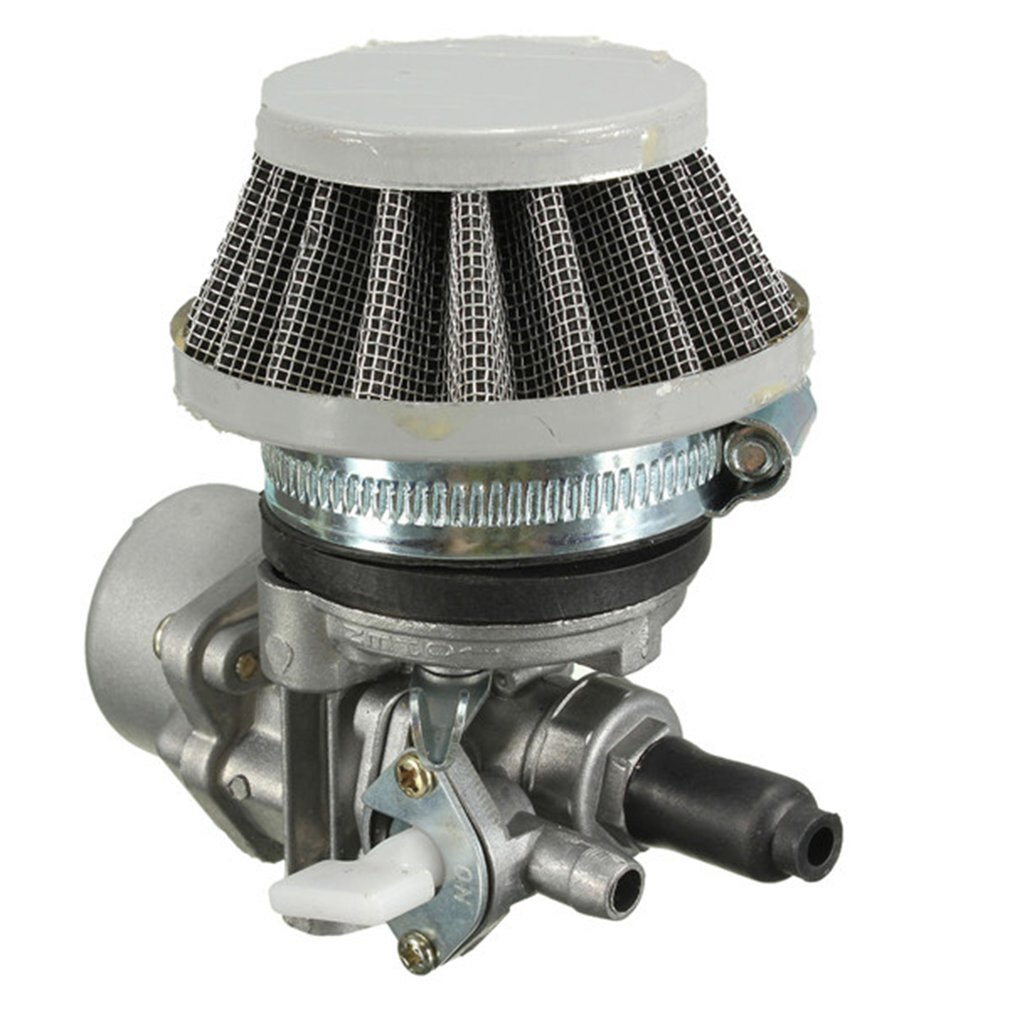 Carburateur Carb + Air Filter Stack 47cc 49cc Mini Motorfiets Atv Motocross Accessoires Atv Motor Carburateur: Zilver
