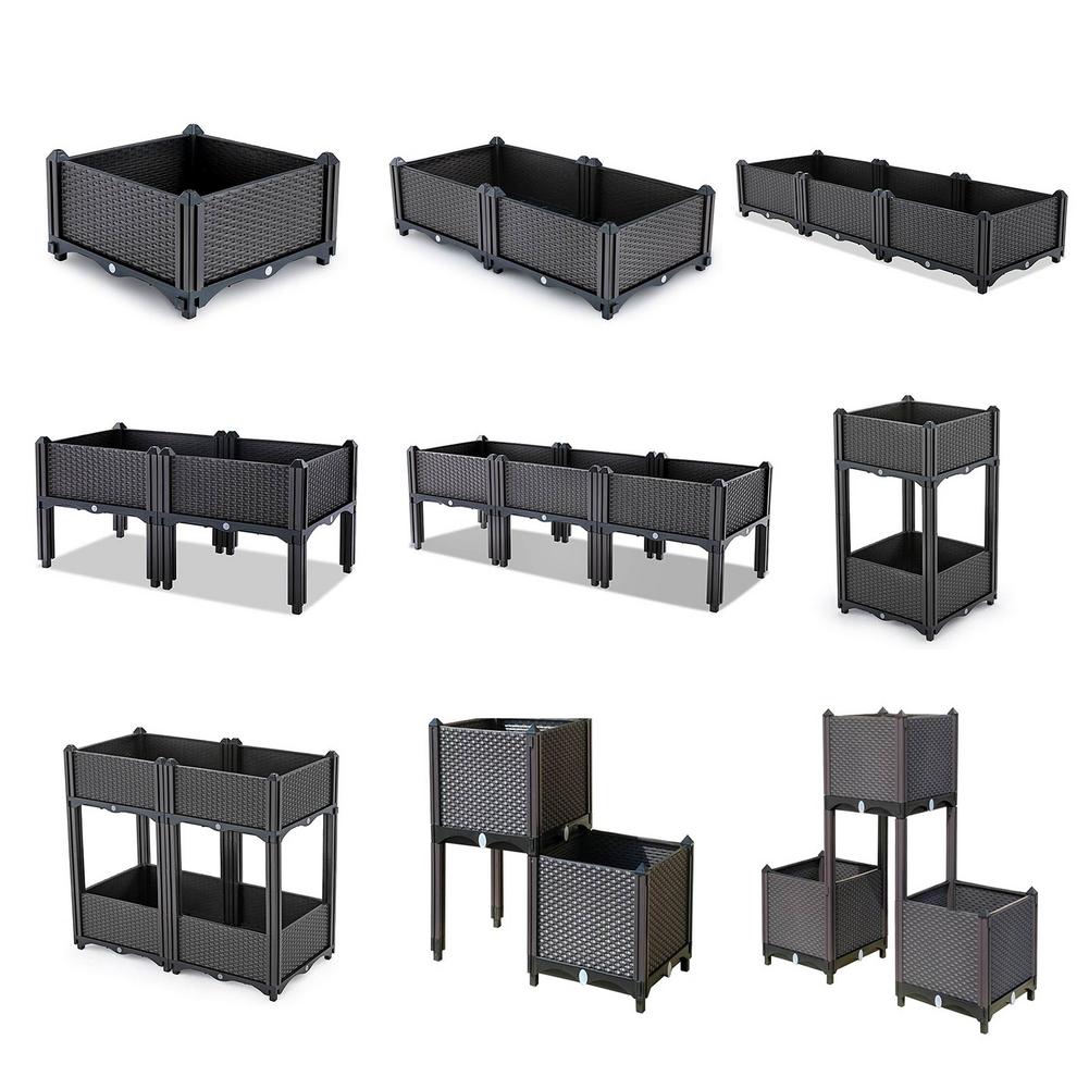 European Family Balcony Vegetable Pot Modern Planting Box Rectangle Family Balcony Plastic Flower Pot Raised Garden Bed