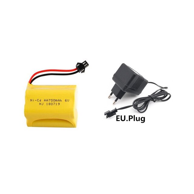 6V 700mAh NiCD Battery and USB Charger Set For RC Cars Robots Tanks Truck Gun Boats 6v Aa Battery Pack SM Plug: White