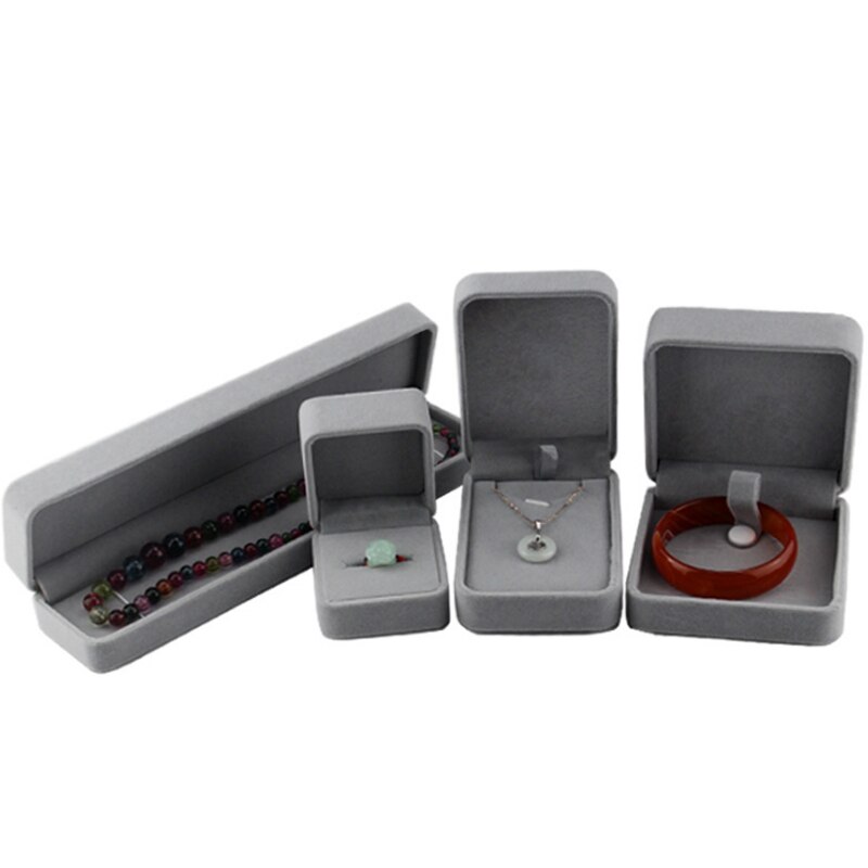 1 PC Storage Presentation Necklace/Bracelet/Ring/Pendant Jewelry Box Velvet Case Plastic Display Box 4 Colors