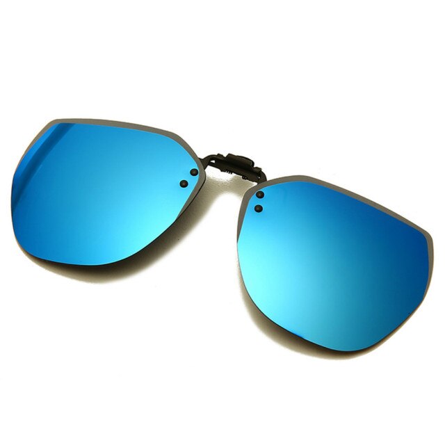 Polarized Clip On Sunglasses Men Women Flip Up Sunglasses Photochromic Driving Glasses Mirrored Sunglasses Night Vision Goggle: Blue