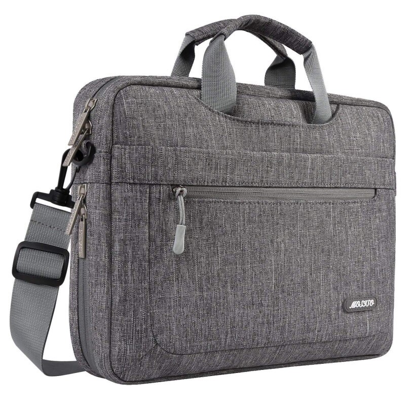 MOSISO Laptop Shoulder Bag - Waterproof Messenger Case for 13-17 inch Laptops - Business & Travel Handbag: Gray / 14-inch