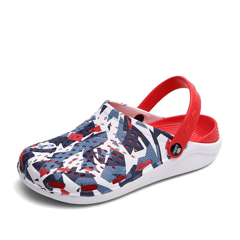 Summer Women Croc Clogs Platform Graffiti Garden Sandals Fruit Slippers Slip On For Girl Beach Shoes Slides Outdoor: Blue / 43