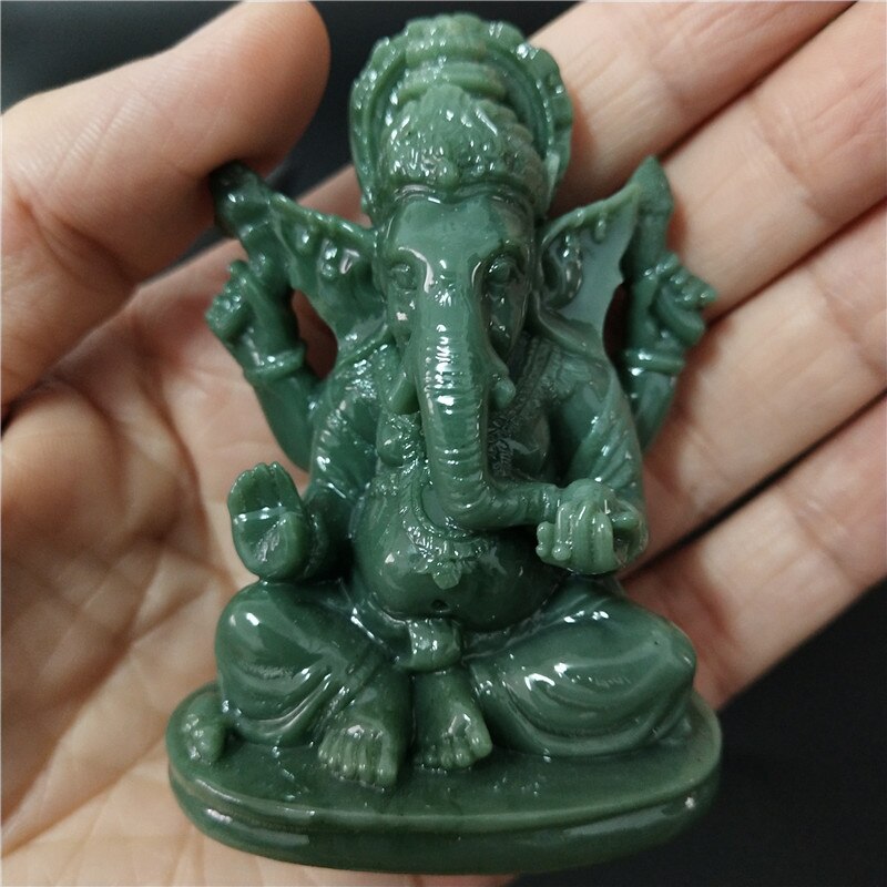 Ganesha buddha staty hus trädgård dekoration indisk elefant gud skulptur konstgjorda jade sten hantverk heminredning buddha statyer