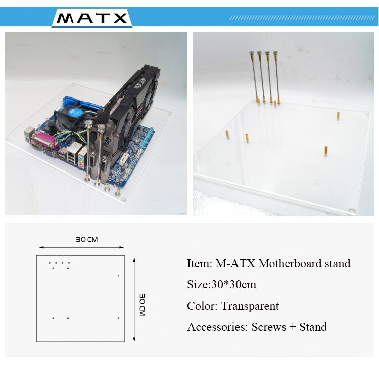 Transparent Acrylic ITX Computer Case DIY Open MATX PC Desktop Case DIY Base Stand For ATX Computer Chassis Box Rack Frame: MATX