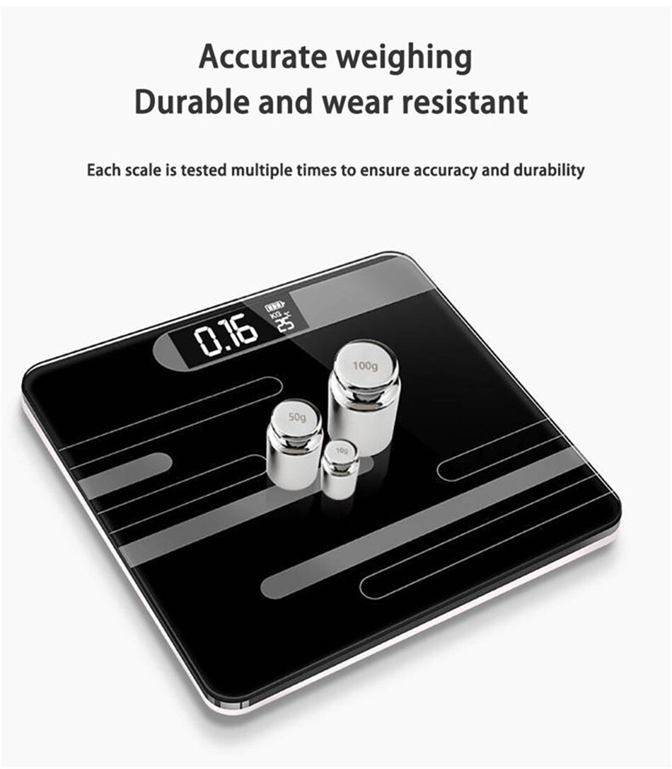 Badeværelse gulv krop skala glas smarte elektroniske vægte usb opladning lcd display krop, der vejer hjem digital vægt skala