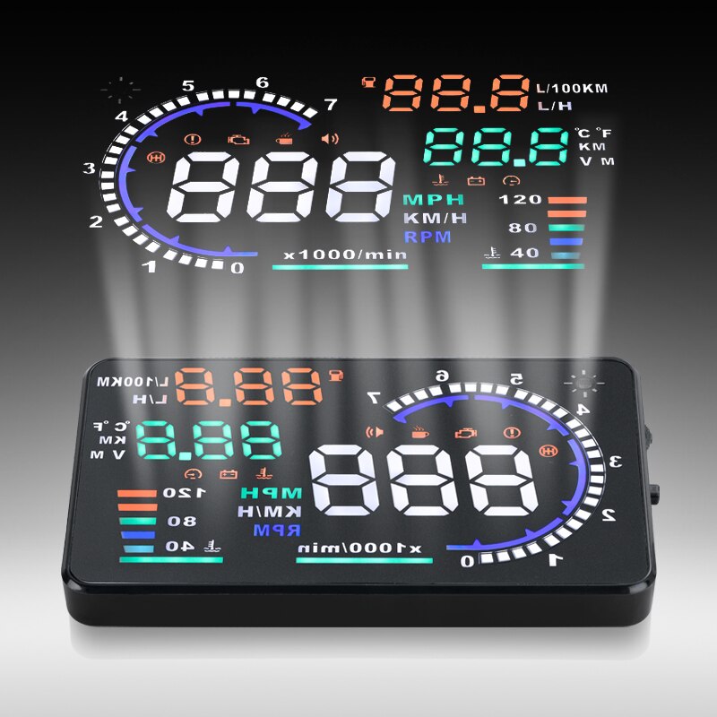 A8 5.5" HUD Car Head Up Display LED Windscreen Projector OBD2 Scanner Speed Warning Fuel Consumption Data Diagnostic