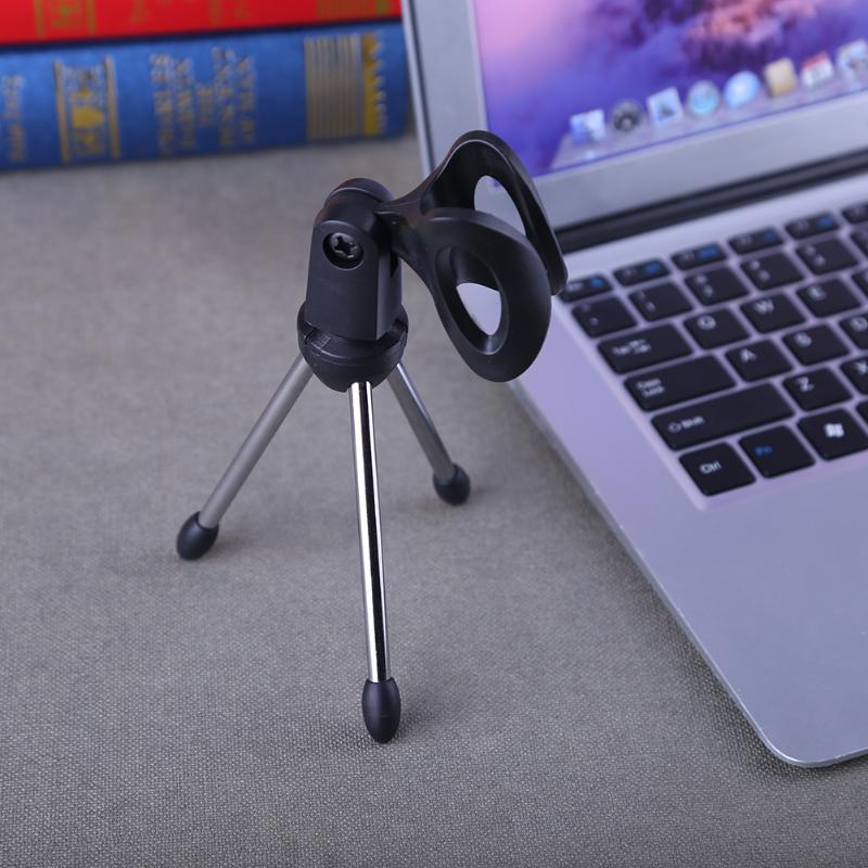Mini tripé portátil para mesa, suporte de mesa ajustável com microfone e liga de zinco para microfone, suporte com microfone para mesa, tripé