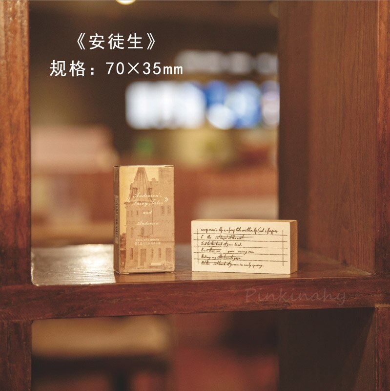 Retro English Library series decoration stamp wooden Round rubber stamps for scrapbooking stationery DIY craft standard seal