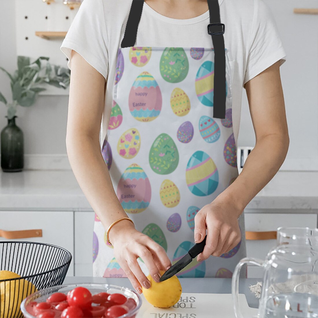 Petit mignon heureux oeufs de pâques cuisine tabliers Kit unisexe dîner fête cuisson bavoir pinabefore nettoyage tablier manchon gants de cuisson