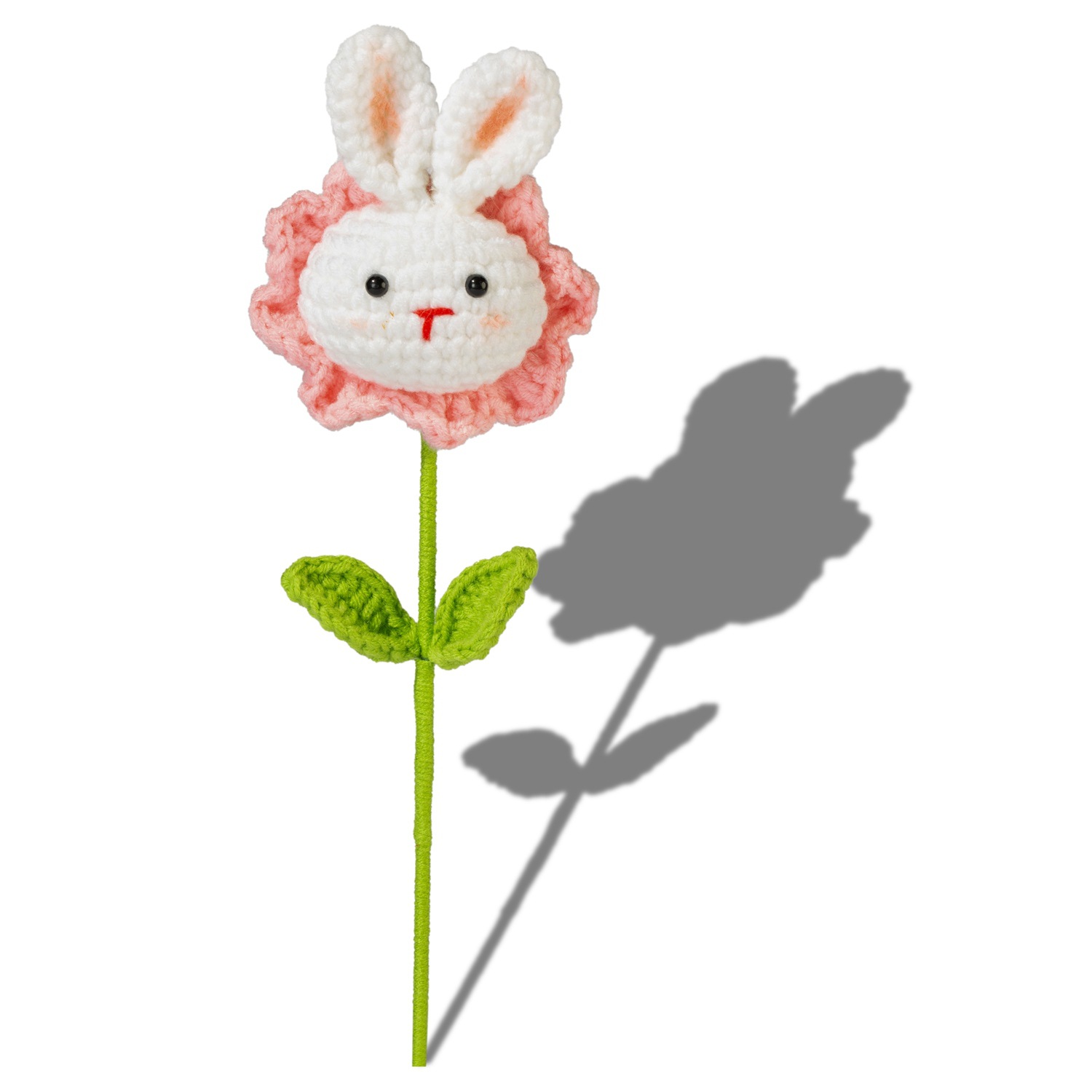Fin virkad blombukett kanin stickblommor söt stickad bukett virkade vävda blommor heminredning: Brun