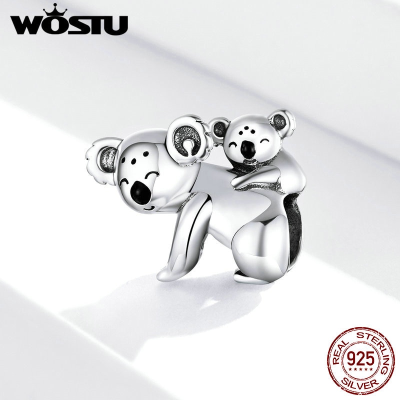 WOSTU Real 925 Sterling Silver Giraffe Dazzling Clip Charms Round Crystal Crown Heart Beads Fit Original Women Bracelet