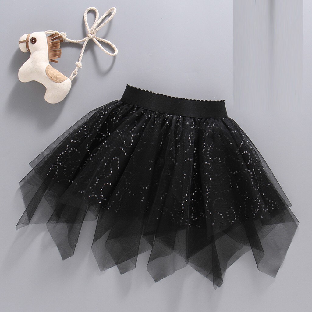 TUTU mini skirt Girl Children Sequin Boll Gown Mesh Tutu Dancing Skirt Casual Solid Pleated Short Skirt Chiffon Rose red neonato