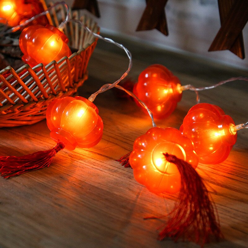 2M 10 LED Lights USB Charging Traditional Chinese Red Lantern Lights Year Decoration String Night Light