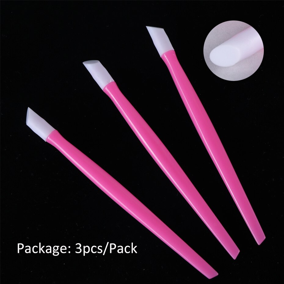 3Pcs Nail Cuticle Pusher Rubber Plastic Druk Pen Voor Stickers Glitters Pedicure Manicure Nail Art Tool Accessoires NTNC370