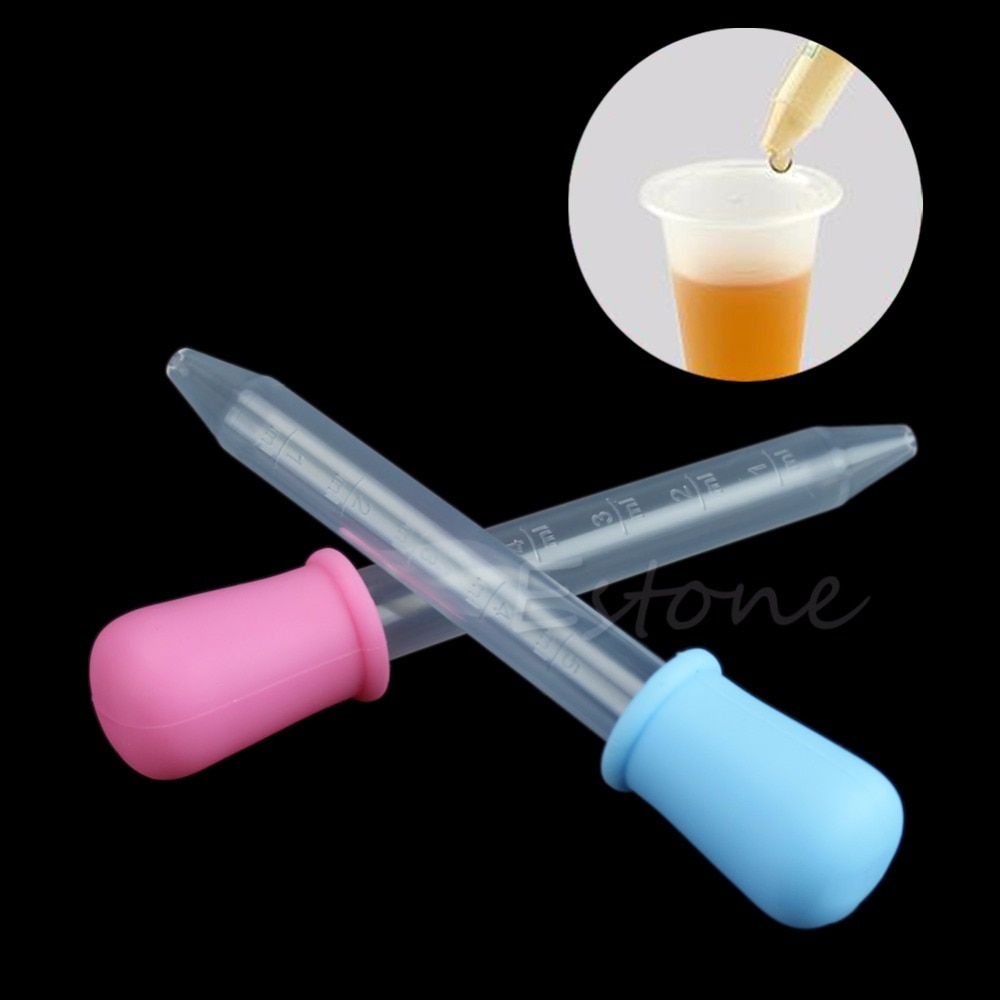 5ML Clear Baby Toddler Silicone Plastic Feeding Medicine Liquid Eye Ear Pipette Dropper 2Colors
