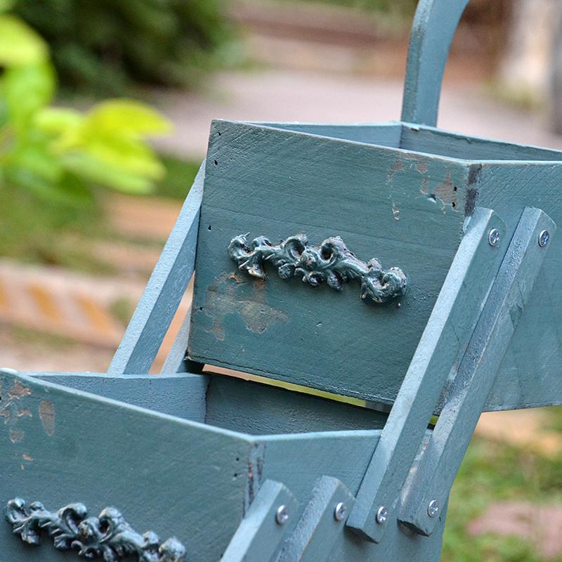 Amerikansk land massivt træ mini blomsterstativ trolley balkon træ sukkulent urtepotte desktop opbevaringsboks