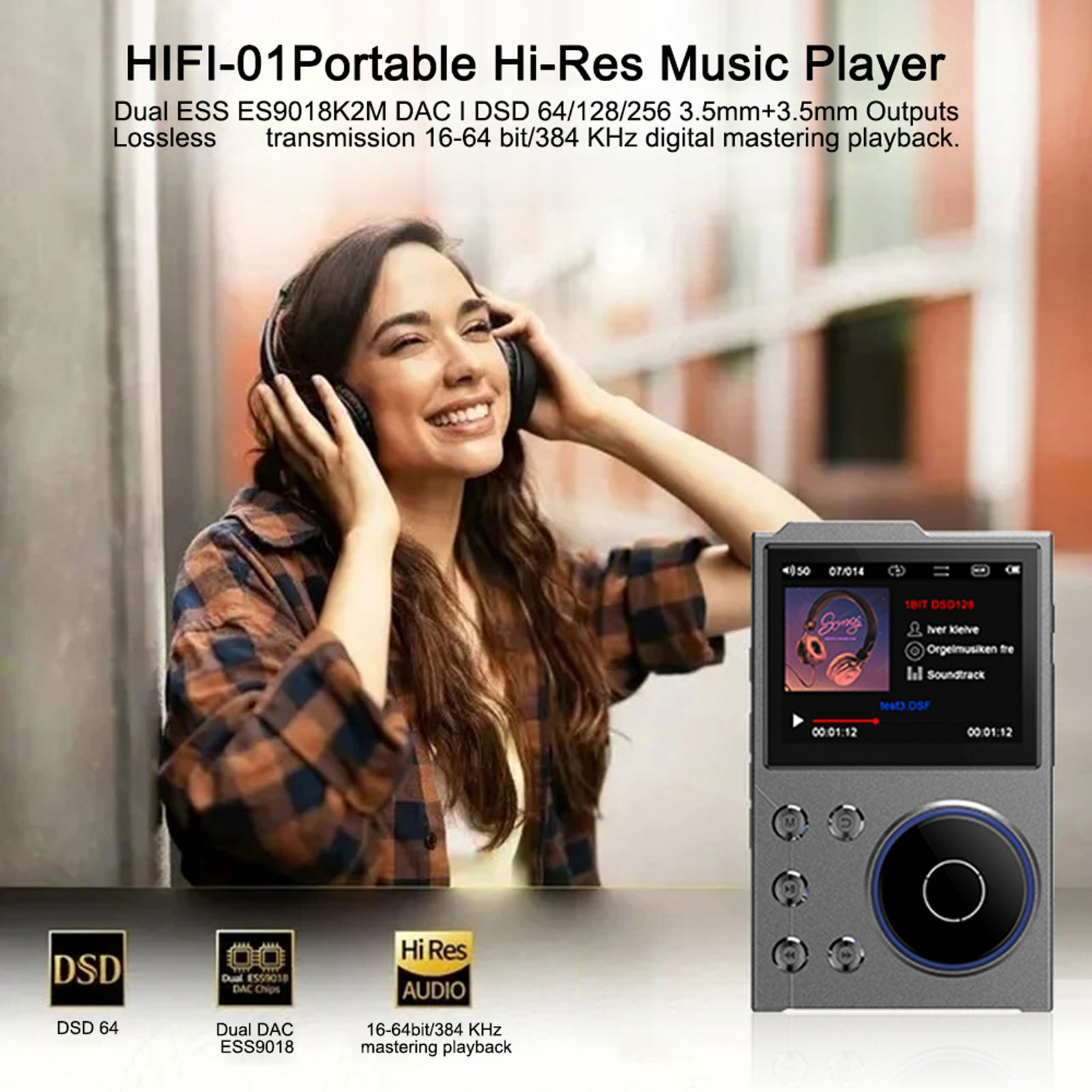 Digital Music Player Bluetooth 5.3 Lossless DSD FLAC HD HiFi Portable MP3 Player HiFi Sound Player Sound Music Player MP3 Player
