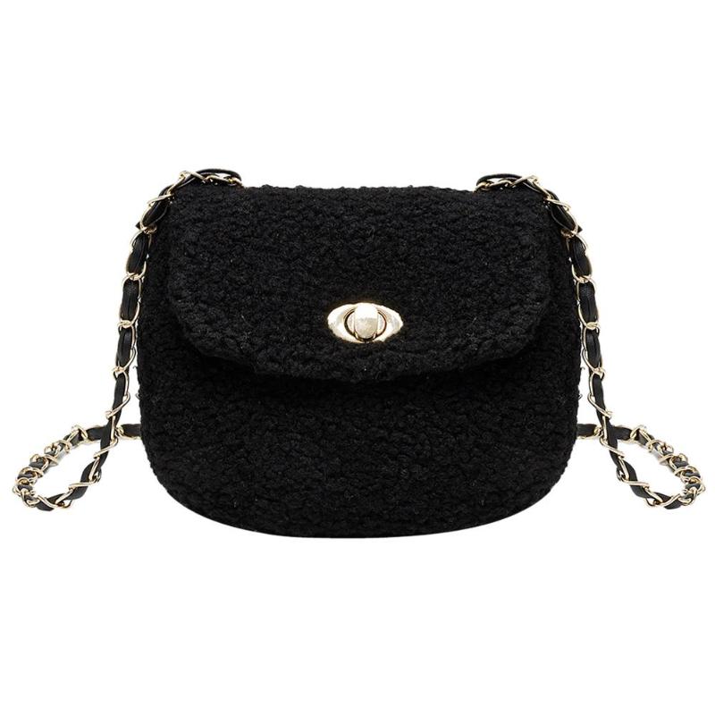 Fleece crossbody handtassen dames effen kleur kleine schoudertassen meisjes kleine schoudertassen portemonnees clutches