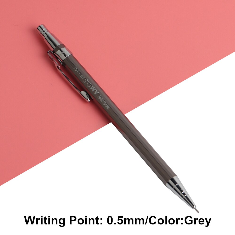 1PCS Baikingift Full Metal M&G Mechanical Pencil 0.5-0.7mm For Painting And Writing School Supplies: 0.5mm Grey