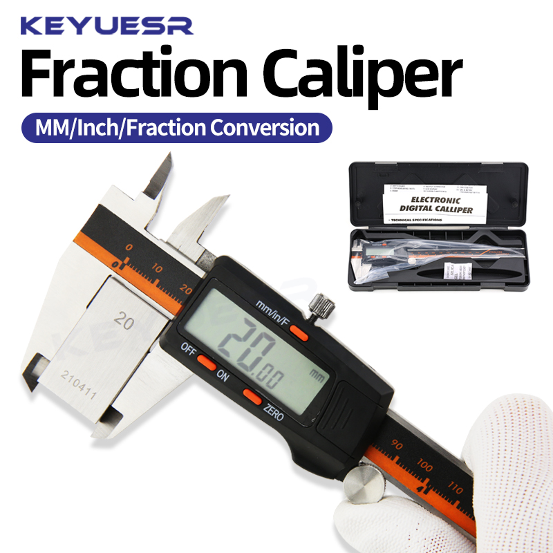 Fraction Digital Caliper Digital Micrometer Ruler Stainless Steel Gauge Vernier Calipers Instrument Measuring Tools Calibrator