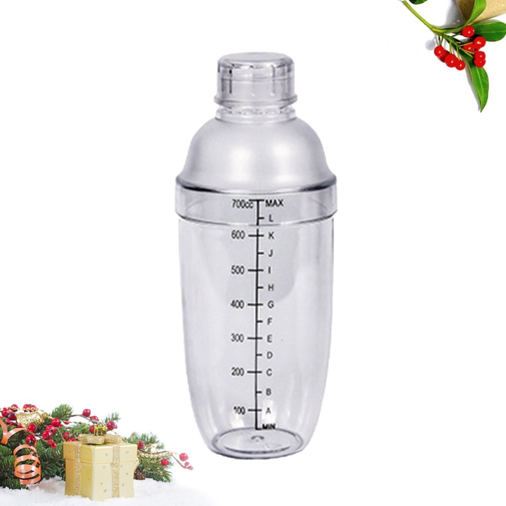 300ml Hand Shake Cup Cocktail Shaker Transparent Mixer Cup Clear Bar Shaker Tea Shaker Cup with Scale (White): White 2