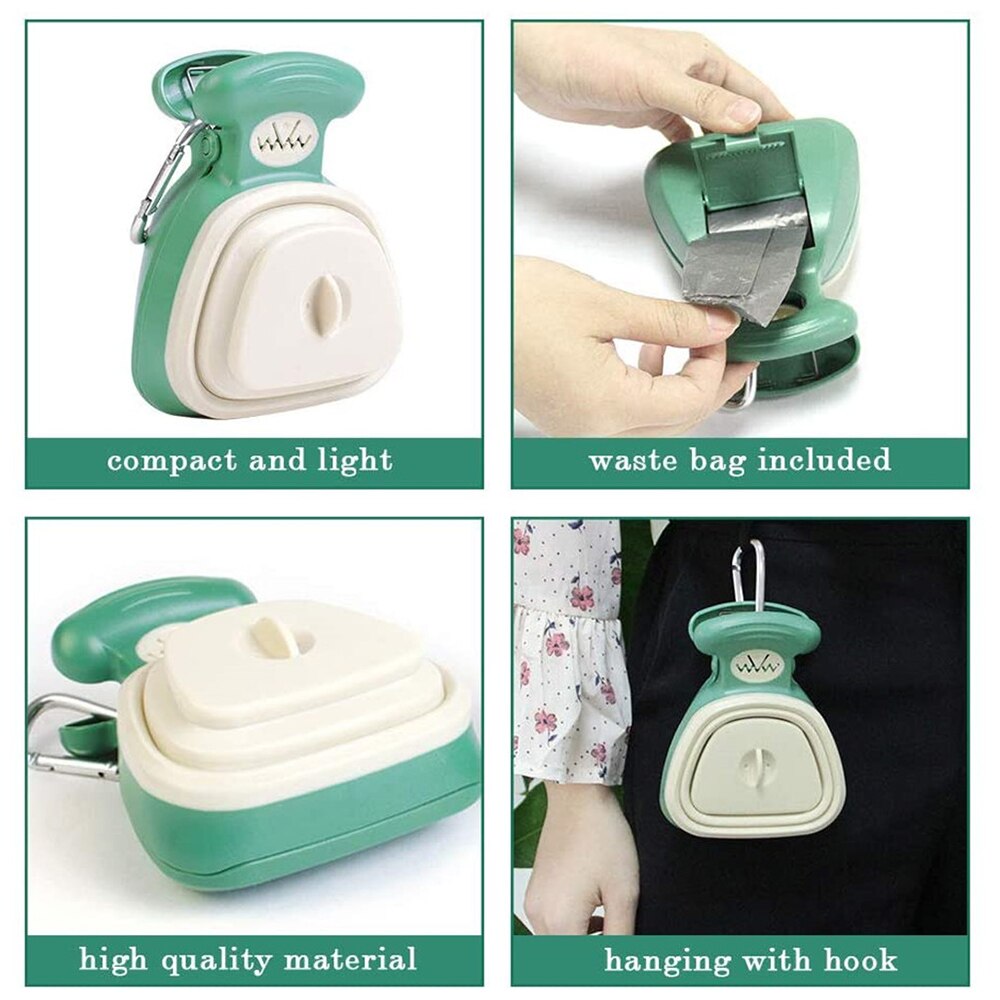 Portable Pooper Scooper, Expandable Dog Pooper Scooper with Carabiner Poop Scooper for Dogs with Dog Poop Scoop Waste Bag Refill
