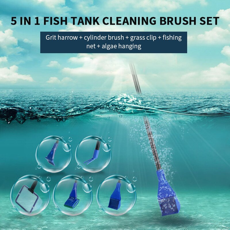 5 In 1 Aquarium Cleaning Tools Aquarium Cleaning Set Borstel Kit Aquarium Schoonmaken Tool Aquarium Schoonmaken Tool