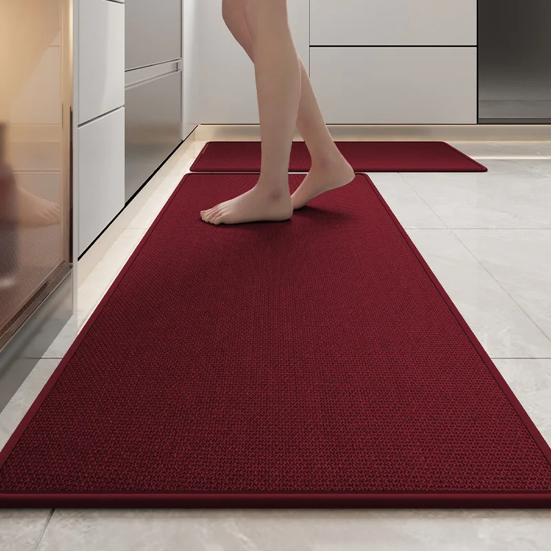 Köksmatta i linne absorberar vatten och olja, halkfri och slitstark, lång golvmatta, tvättbar, avtorkbar, fläckbeständig: 50 cm x 80cm / Blå