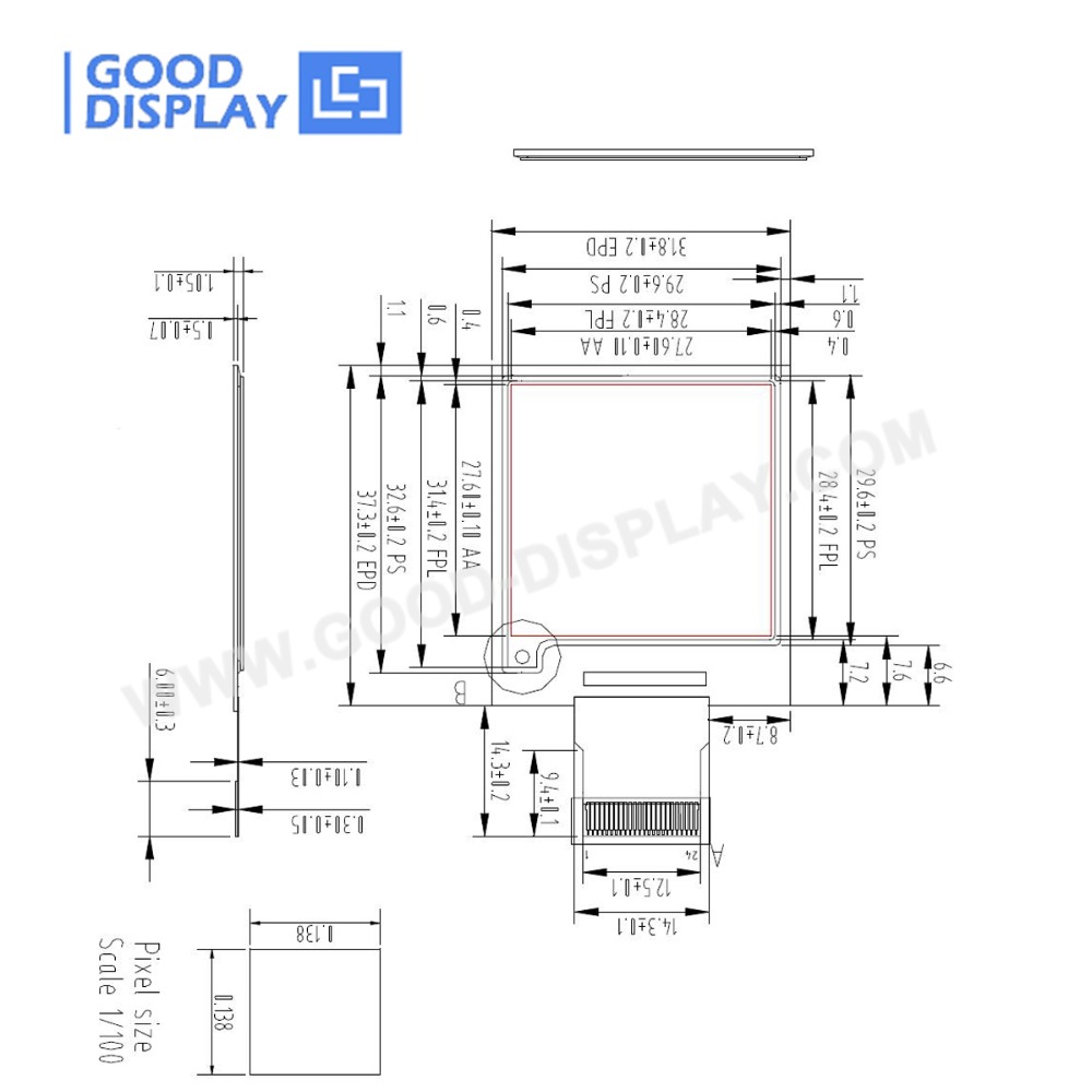 1.54 inch Color eink display