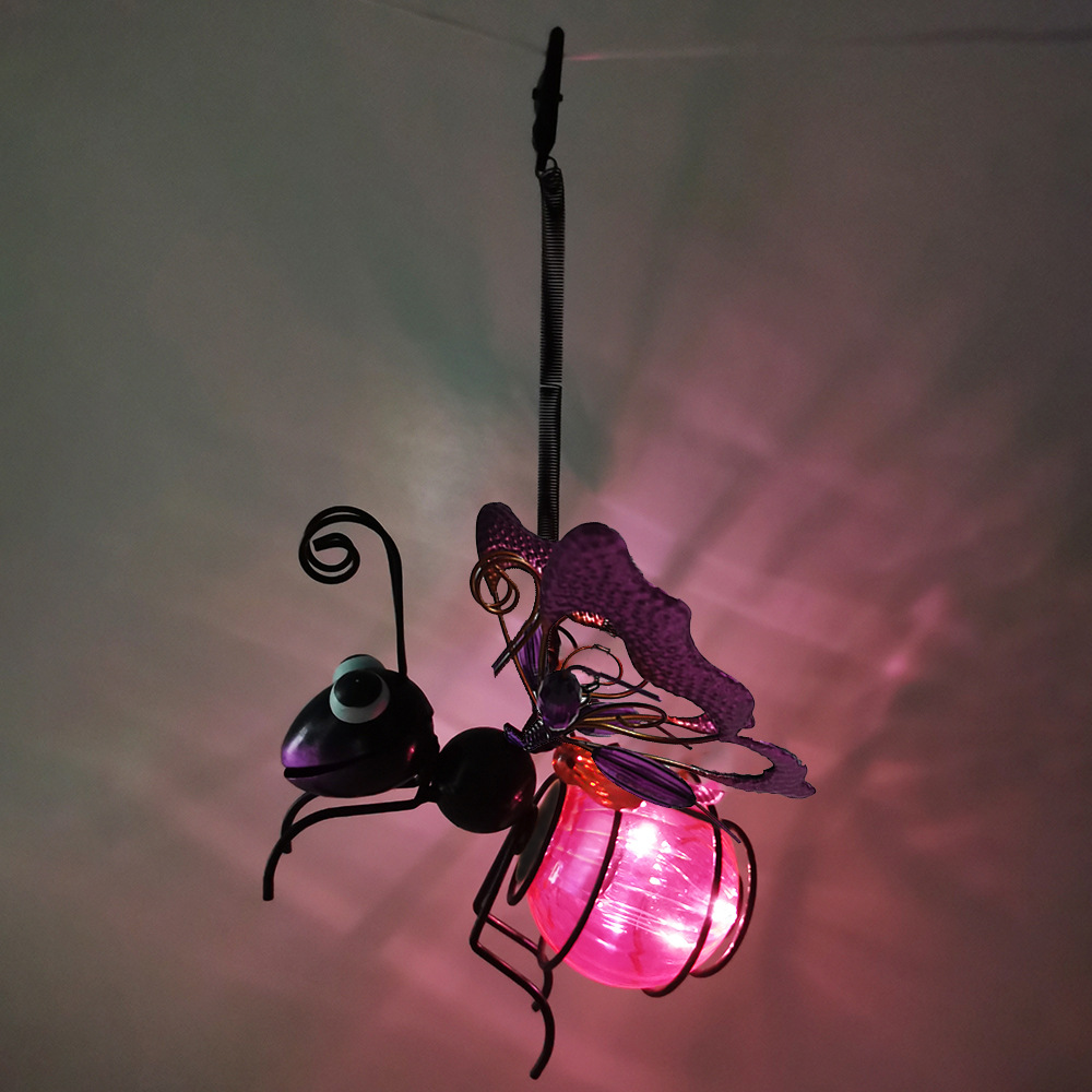 Led Insect Art Solar Iron Insect Statue With LED Fairy Light Outd... β Grandado