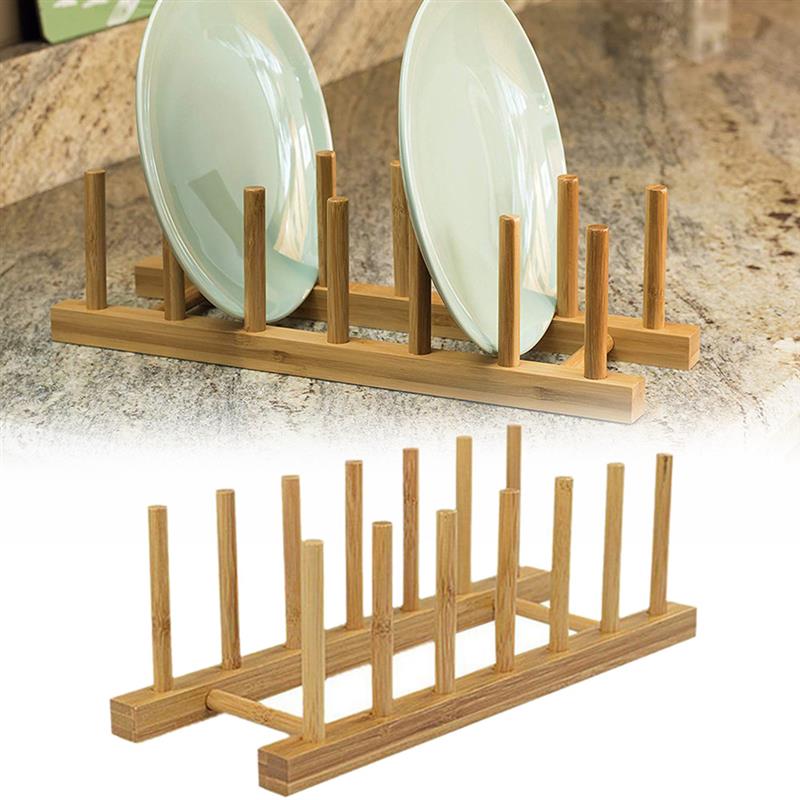 Natural Bamboo Tray Drain Rack Dish Rack Bamboo Multi-Purpose Dish Drying Racks Plate Racks For Tea Cup Kitchen Storage