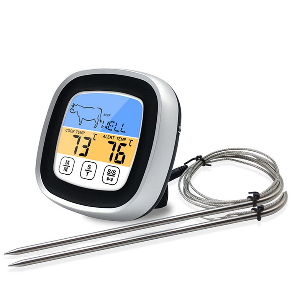 Digital LCD Meat Thermometer Stainless Steel Profession Touch Screen Operation Probe Food Cooking With Timer Household Products: 4