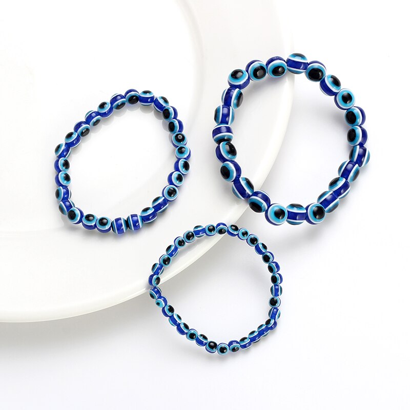 Evil Eye 4 6 8Mm Blue Resin Kralen Kralen Armband Turkse Stijl Charm Blue Eye Bead Armband voor Vrouwen EY4779