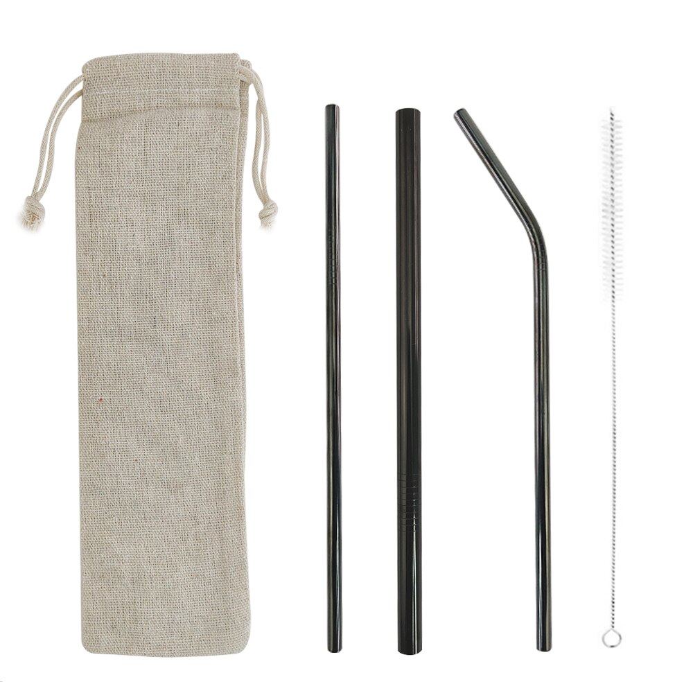 Bar party tillbehör dricka sugrör 304 rostfritt stål metall halm med renare borste för muggar 20/30oz: 1pc påsar